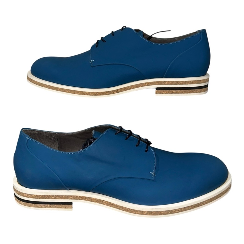 Robert Clergerie Rodeo Blue Leather Lace-Up Shoes EU44‎ US11 NIB